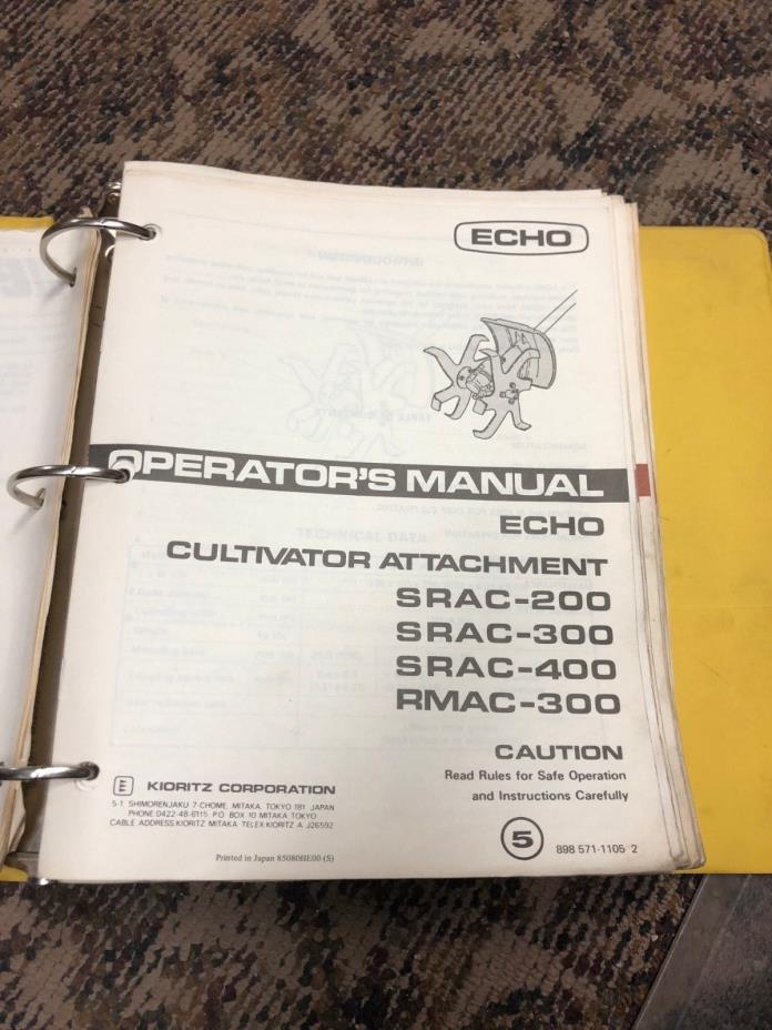 Echo Trimmer Operators Manual Binder - SRM 300A SRM 200B and others