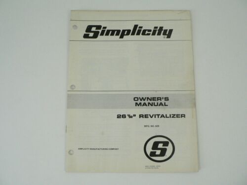 Simplicity 26 1/2” Revitalizer No 629 Operators/Owners Manual
