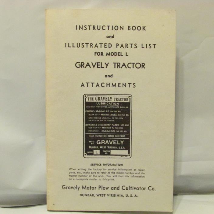 Gravely Tractor Model L Instruction Book Owners Manual Dealers Brochure 1981