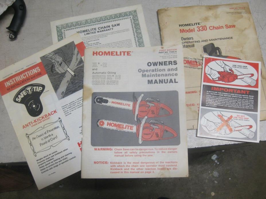 Homelite Chain Saw Owners  Manuals XL-12, 330