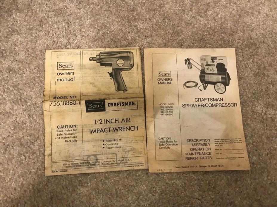 Vintage Sears Manuals lot - compressor and Air impact
