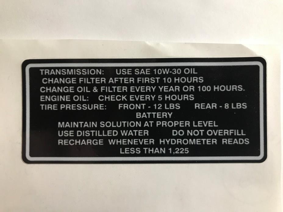 Wheel Horse Maintenance Decal