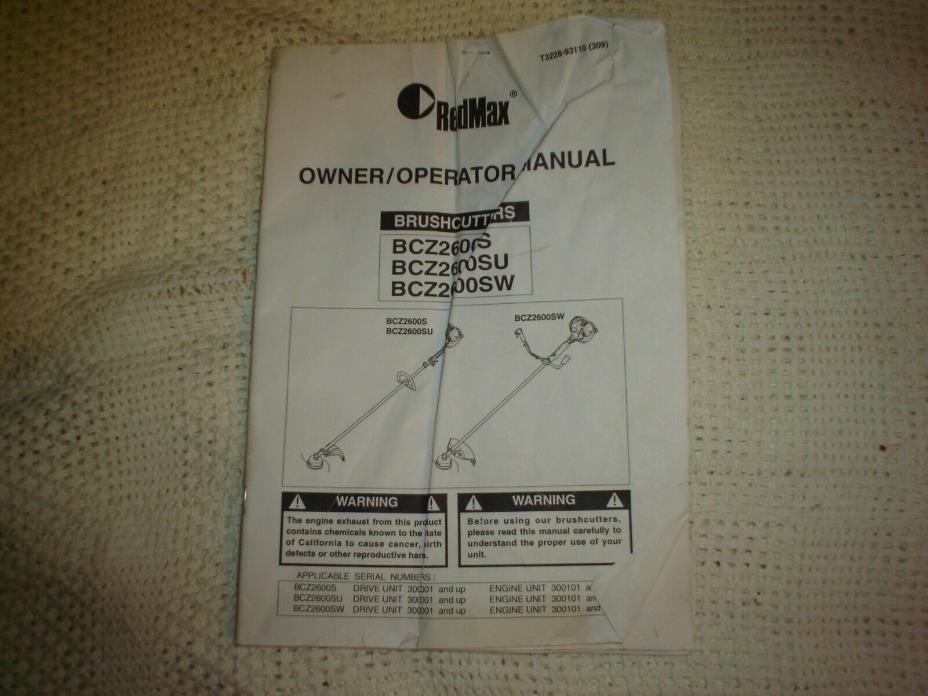 RedMax Trimmer Brushcutter Owner's Manual ORIGINAL OEM BCZ2600S BCZ2600SU SW