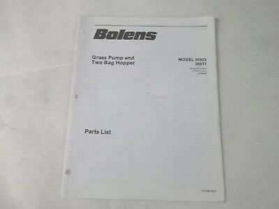 Bolens Grass pump two bag hopper 30922 30917 parts list