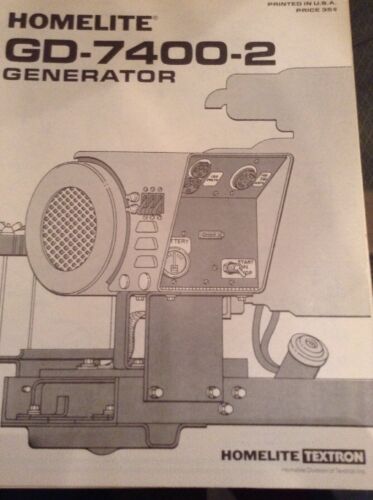 Homelite GD-7400-2 Generator Parts List Part No. 17383