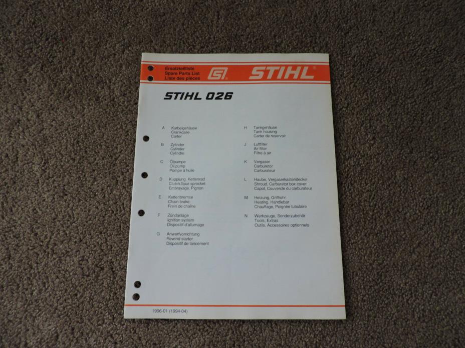 Stihl 026 spare parts list