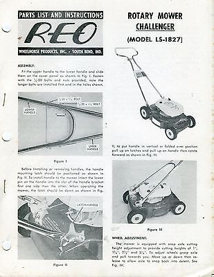 Vintage Wheel Horse REO Challenger Owners Instruction Manual * Lawn Mower