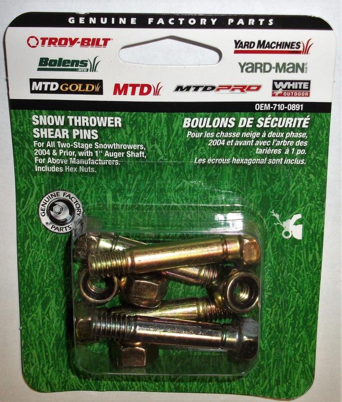 GENUINE MTD OEM-710-0891 SHEAR PIN 5/16-18 x 1.5
