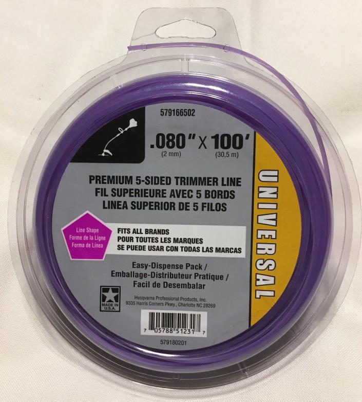 Husqvarna Premim 5-Sided Shaped Trimmer Line 100ft .080 Fits Most Brands
