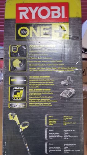 Ryobi ONE+ 9 in. 18-Volt Lithium-Ion Cordless Edger 1.3 Ah Battery and Charger