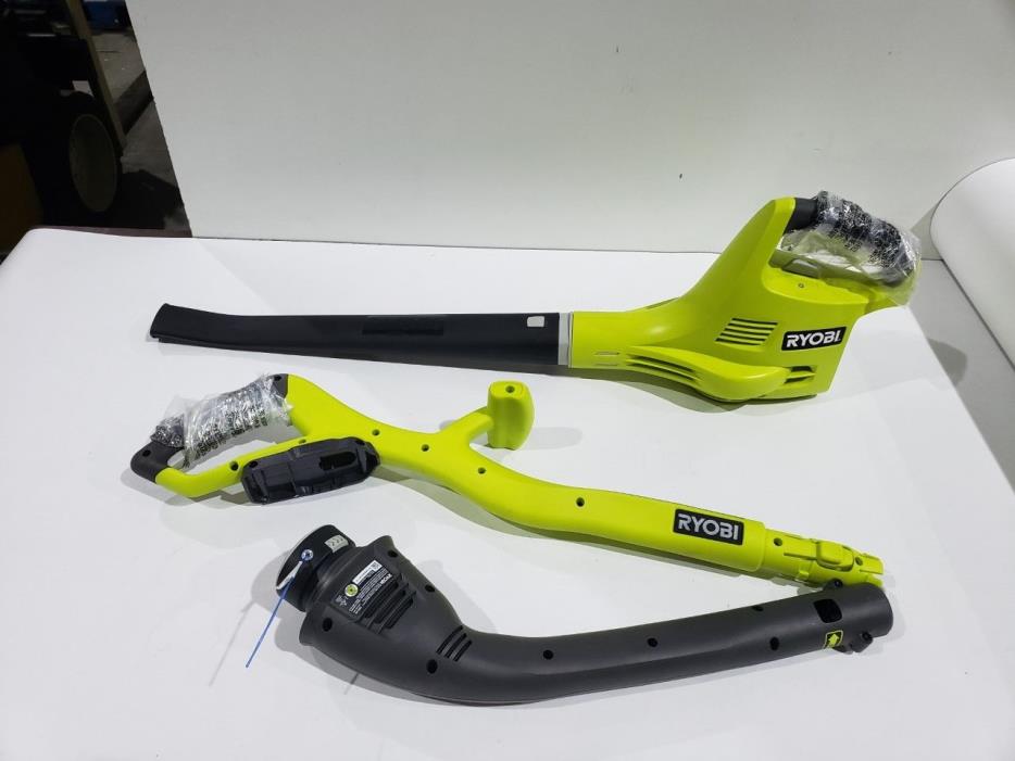 Ryobi ONE+ 18V String Trimmer/Edger & Blower/Sweeper Combo TOOLS ONLY P2034 *74