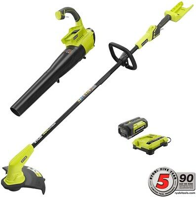 RYOBI Cordless String Trimmer Jet Fan Blower Combo Kit Battery Charger Included