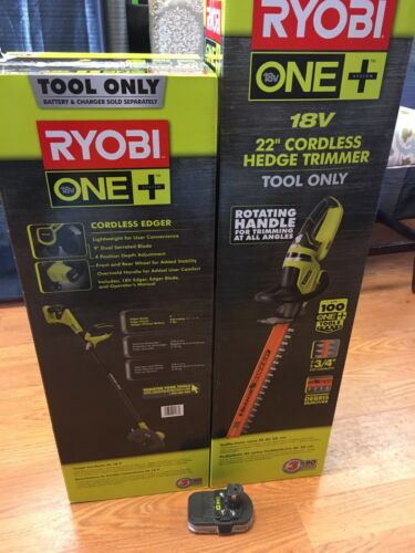 New Ryobi 18v One + Cordless Edger & 22” Cordless Hedge Trimmer Tool Only