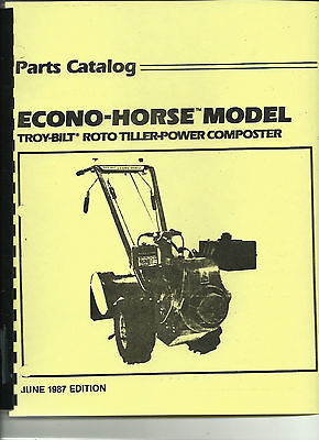 Troy Bilt Econo Horse Tiller Parts Manual 1987