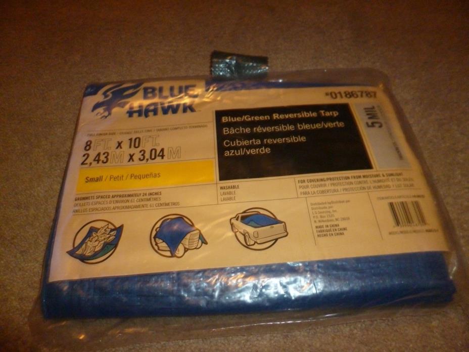 Blue Hawk blue/green Reversible 8 Ft x 10 Ft  washable Tarp