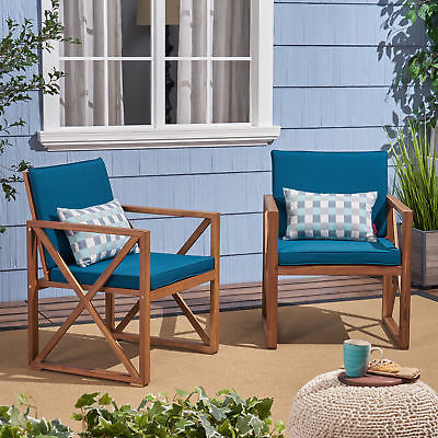 Highland Dunes Anneke Patio Chair with Cushions Set of 2