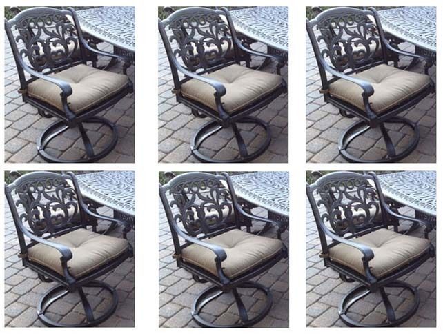 6 swivel rocker dining chairs patio set of outdoor living cast aluminum Flamingo