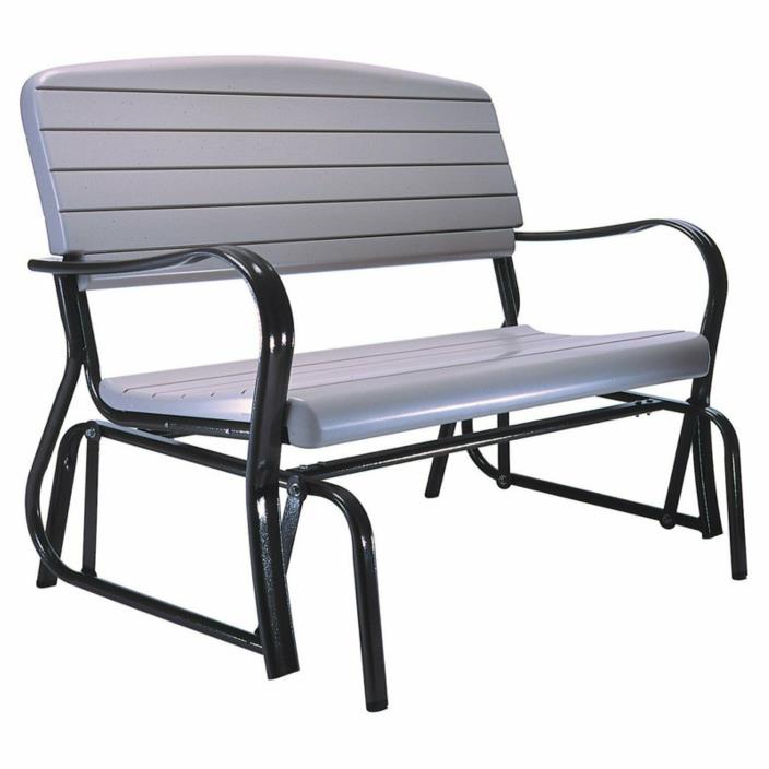 Outdoor Glider Bench, Putty Color Patio Glider Furniture Yard Swing and Bench