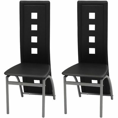 vidaXL Set of 2 High Back Dining Chairs Black Artificial Leather Kitchen Home