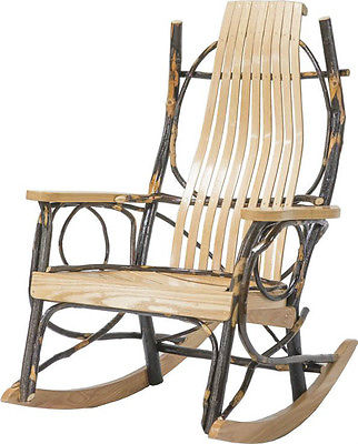 Amish USA Porch Rockers Handcrafted 9 Slat Oak and Hickory Armchair Set of 2