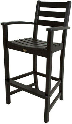 Outdoor Patio Bar Arm Chair 300 lb. Capacity Weather Resistant Plastic Black