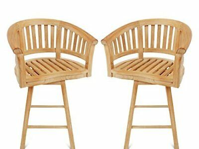 (Set of 2) Windsor Premium Grade a Teak Kensington Curved Arm Swivel Bar Chairs