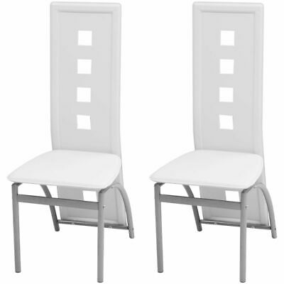 vidaXL Set of 2 High Back Dining Chairs White Artificial Leather Kitchen Home