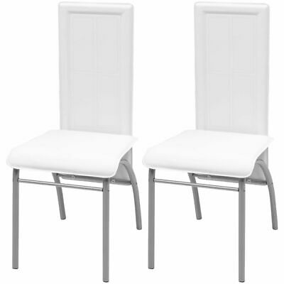 vidaXL 2 pcs High Back Dining Side Chairs Kitchen Seats Artificial Leather White