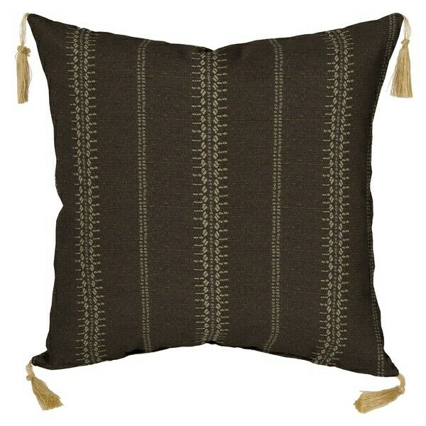 Bombay Outdoors Trevor Stripe Espresso Toss Pillow with Tassels 2-Pack