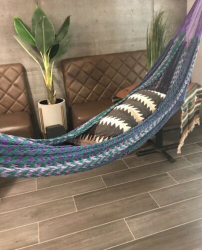 Strong Cotton Nylon Blend 12.75' Colorful Hammock Handmade In Acapulco Mexico