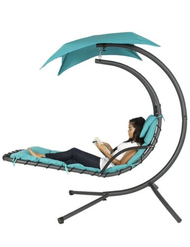 Best Choice Products Hanging Curved Chaise Lounge Chair Swing for Backyard Patio
