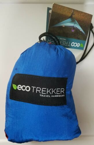 All-In-One Ecco Trekker Nylon Fabric Travel Camping Hammock & Carabiners Blue