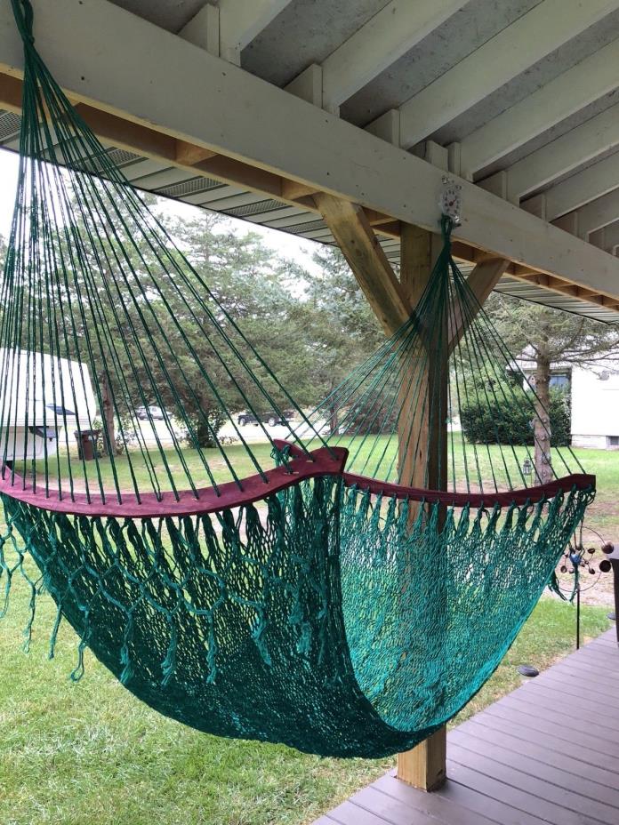 Green Hanging Handmade Rope Hammock Adult Size