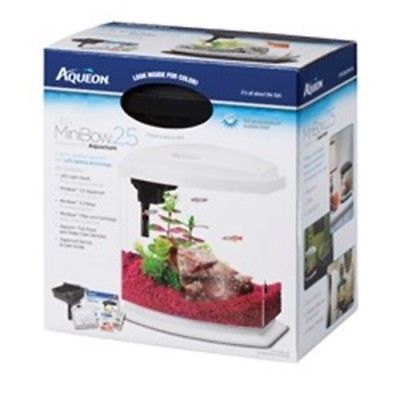 (Mini) - Aqueon Products-Glass-Aqueon Led Mini Bow Aquarium Kit- White 2.
