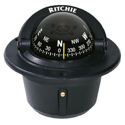 (Black) - Ritchie F-50 Explorer Compass - Flush Mount - Black. Unbranded