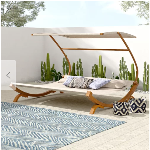 Lounge Double Teak Chaise Lounge with Cushion by Mistana Great Addition 4Pati