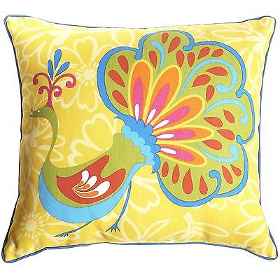 OUTDOOR PEACOCK PILLOW, NEW, WEATHER AND FADE RESISTANT POLYESTER