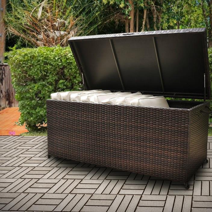 OUTDOOR PATIO WICKER STORAGE BOX