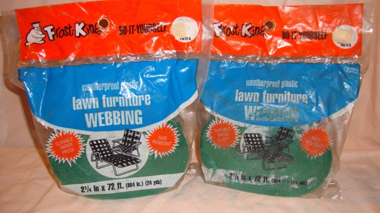 2- Vintage Frost King Lawn Furniture Green and white Webbing 2 1/4 in. x 72 ft.