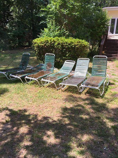 (6) Adjustable Lounge Chairs - Stained from Bathing Oil