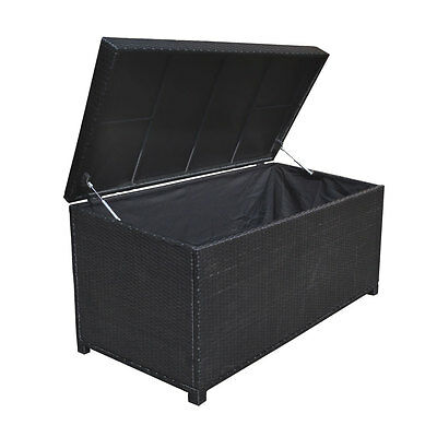 Style 2 BLACK 64'' x 30'' x 30''  Large Wicker Storage Box Chest Deck Pool Patio