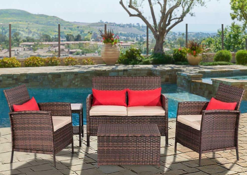 Patio Furniture Sectional Chair Table Set Outdoor Cushions Chaise Lounge Wicker