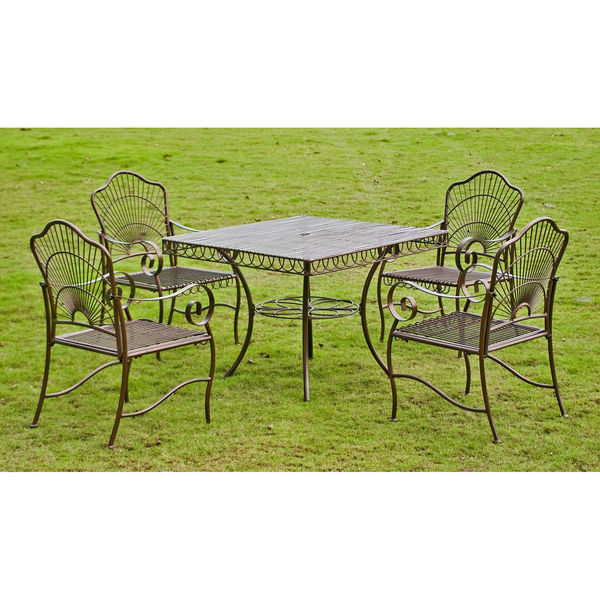 Patio Furniture Sets Clearance 5 Piece Metal Iron Outdoor Yard Lawn Dining Table