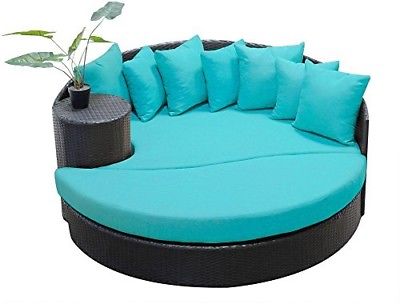 TK Classics Newport Circular Sun Bed Outdoor Wicker Patio Furniture, Aruba