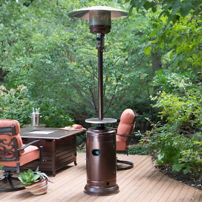 Red Ember Hammered Commercial Patio Heater with Table, Bronze