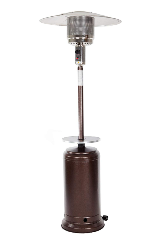 Fire Sense Standard Series Patio Heater with Adjustable Table, Hammer Tone Bronz