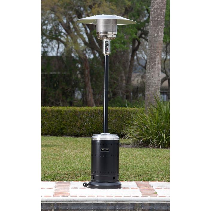 Fire Sense 46,000 BTU Patio Heater, Onyx and Stainless Steel