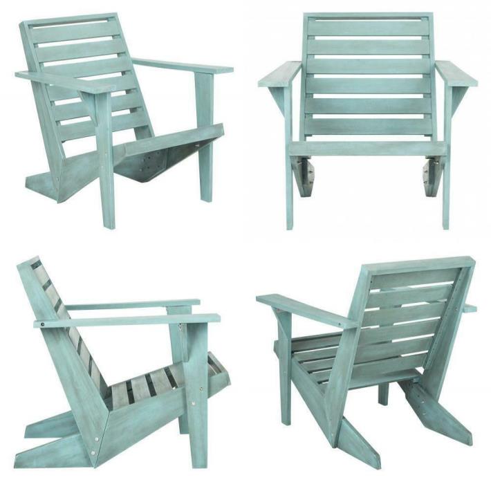 Safavieh PAT6746C Outdoor Collection Lanty Oriental Blue Adirondack Side Chair