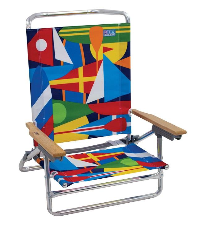 Rio Beach Classic 5 Position Lay Flat Folding Beach Chair Surf & Sail
