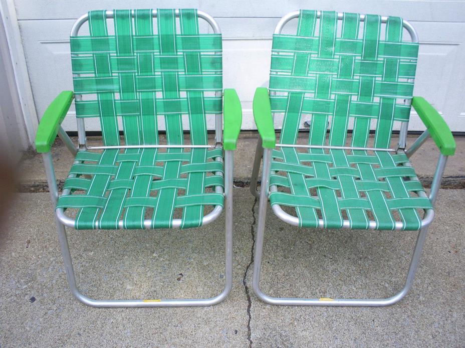 VINTAGE ALUMINUM WEBBED  LAWN PATIO CHAIRS PICK UP ONLY!!!